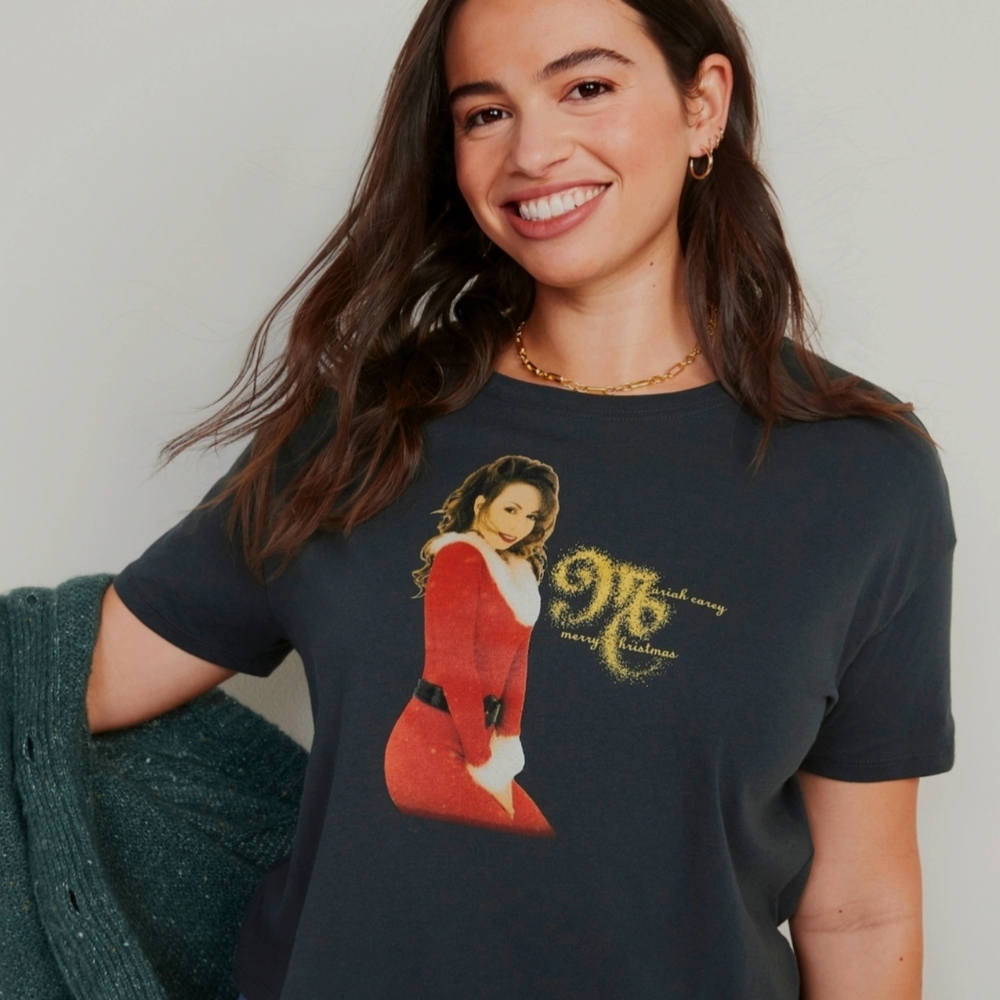 Mariah Carey Cropped Christmas Album T-Shirt 90s Ladies XL - NEW!!